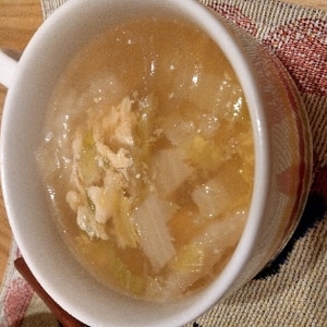 生姜で風邪予防！白菜と長ネギの卵スープ